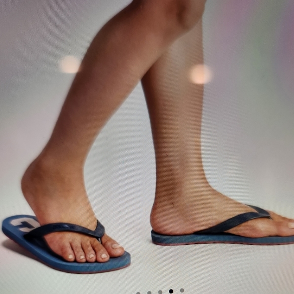 COACH Zak Varsity Flip Flop in Denim Blue/ Red - Picture 3 of 8